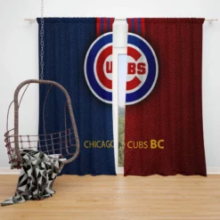 Chicago Cubs American Professional Baseball Team Window Curtain