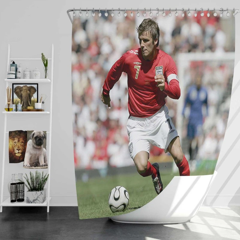 Classic English Fottball Player David Beckham Shower Curtain