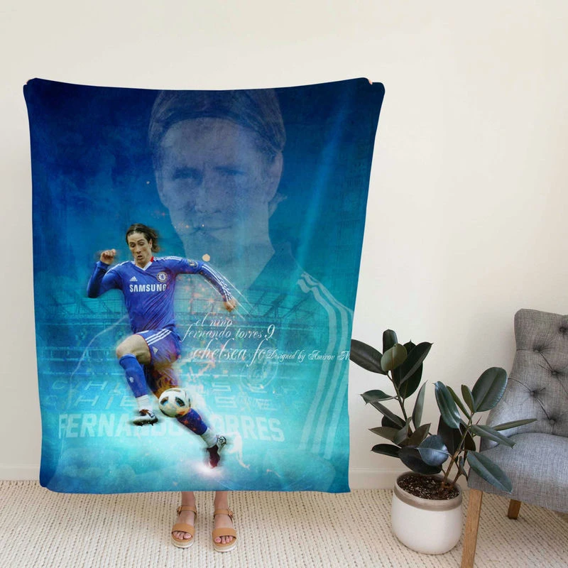 Classic Football Player Fernando Torres Fleece Blanket