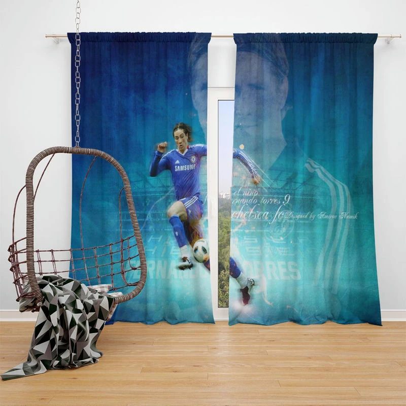 Classic Football Player Fernando Torres Window Curtain