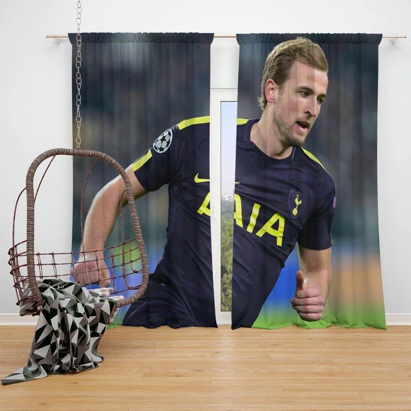 Classic Football Player Harry Kane Window Curtain