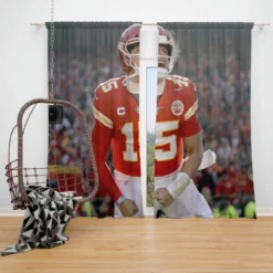 Classic NFL Football Player Patrick Mahomed Window Curtain