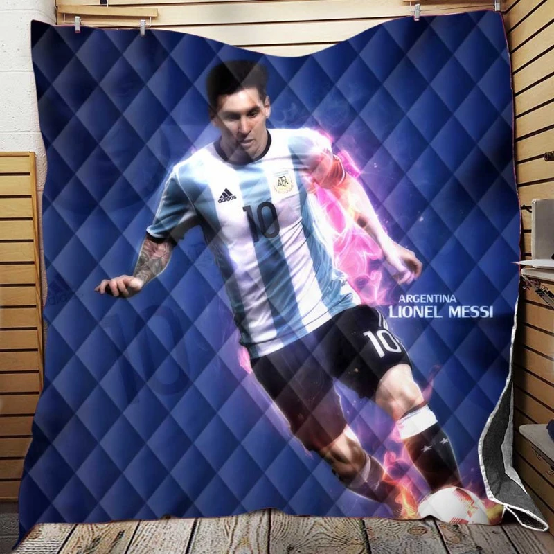 Committed sports Player Lionel Messi Quilt Blanket