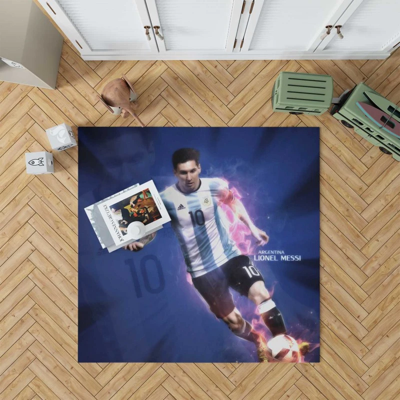 Committed sports Player Lionel Messi Rug