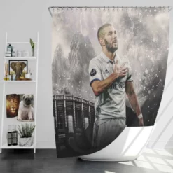 Competitive Football Player Karim Benzema Shower Curtain