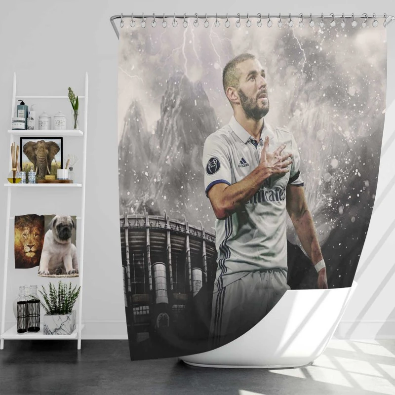 Competitive Football Player Karim Benzema Shower Curtain