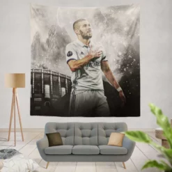 Competitive Football Player Karim Benzema Tapestry