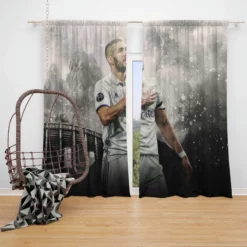 Competitive Football Player Karim Benzema Window Curtain
