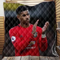 Competitive Football Player Marcus Rashford Quilt Blanket