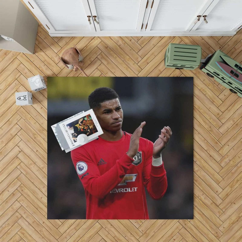 Competitive Football Player Marcus Rashford Rug