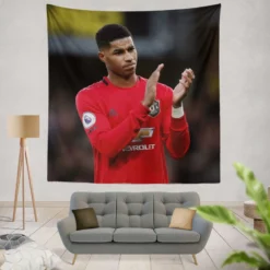 Competitive Football Player Marcus Rashford Tapestry