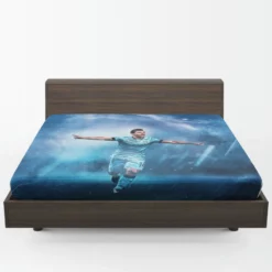 Competitive Football Player Sergio Aguero Fitted Sheet 1