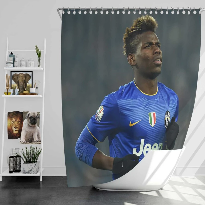 Competitive Juve Football Player Paul Pogba Shower Curtain