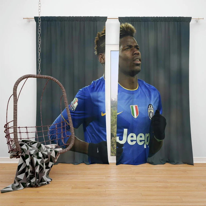 Competitive Juve Football Player Paul Pogba Window Curtain