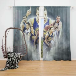 Competitive NBA Basketball Stephen Curry Window Curtain