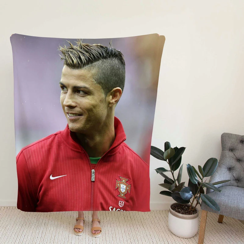 Competitive Soccer Player Cristiano Ronaldo Fleece Blanket