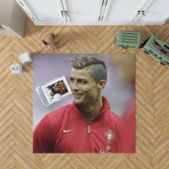 Competitive Soccer Player Cristiano Ronaldo Rug