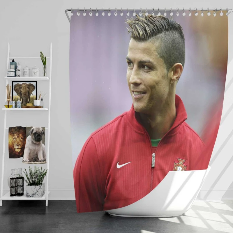 Competitive Soccer Player Cristiano Ronaldo Shower Curtain