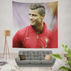 Competitive Soccer Player Cristiano Ronaldo Tapestry