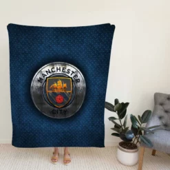 Competitive Soccer Team Manchester City Logo Fleece Blanket