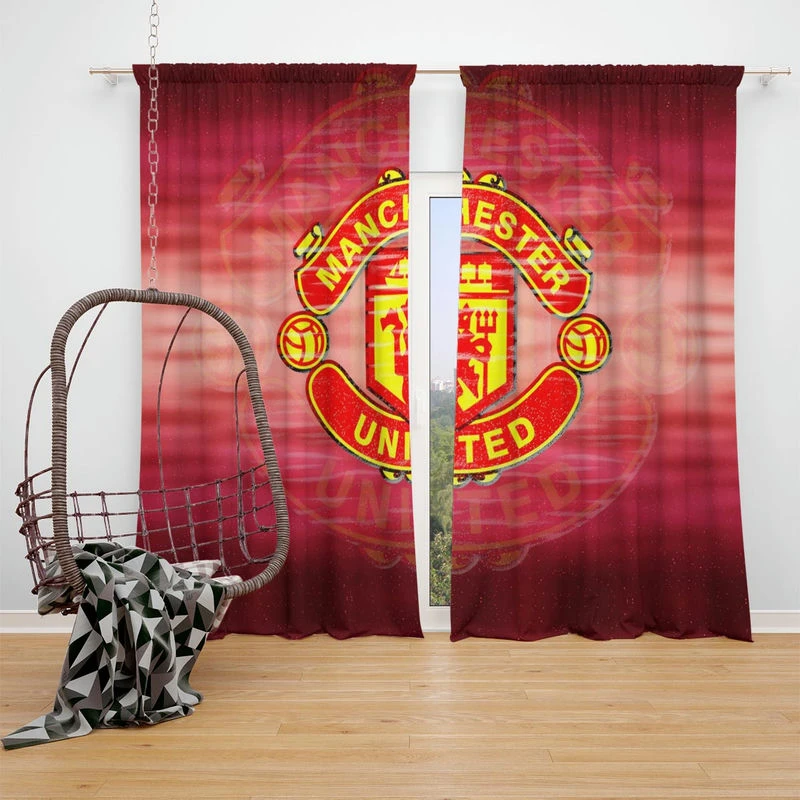 Competitive Soccer Team Manchester United FC Window Curtain