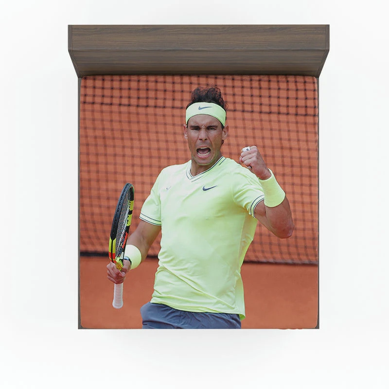 Competitive Tennis Player Rafael Nadal Fitted Sheet