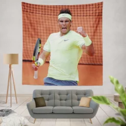 Competitive Tennis Player Rafael Nadal Tapestry