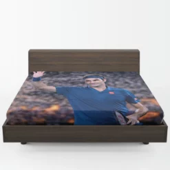 Competitive Tennis Player Roger Federer Fitted Sheet 1