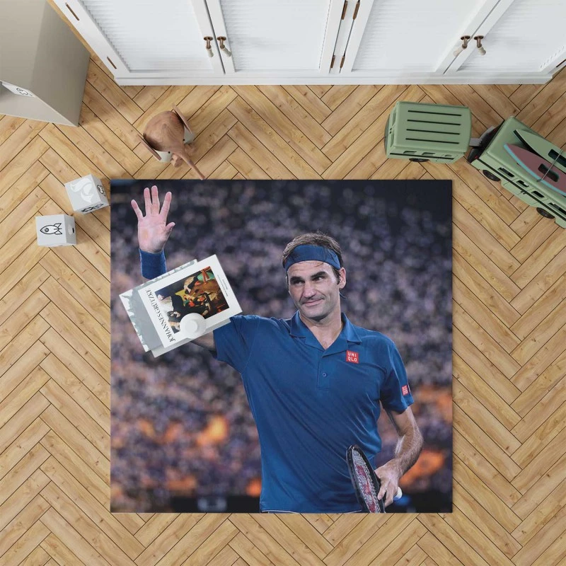 Competitive Tennis Player Roger Federer Rug