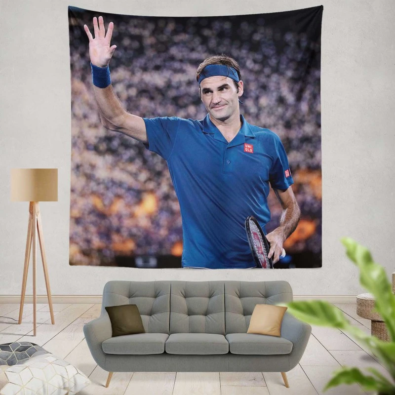 Competitive Tennis Player Roger Federer Tapestry