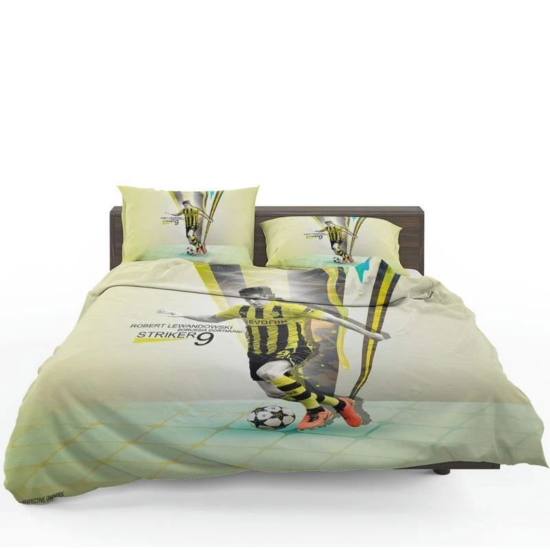 Confident BVB Soccer Player Lewandowski Bedding Set