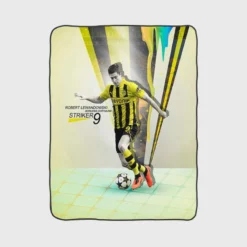 Confident BVB Soccer Player Lewandowski Fleece Blanket 1