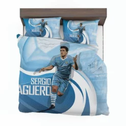 Confident Man City Soccer Player Sergio Aguero Bedding Set 1