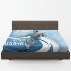 Confident Man City Soccer Player Sergio Aguero Fitted Sheet 1