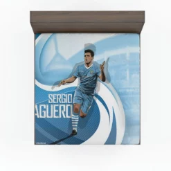 Confident Man City Soccer Player Sergio Aguero Fitted Sheet