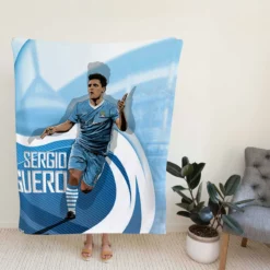 Confident Man City Soccer Player Sergio Aguero Fleece Blanket