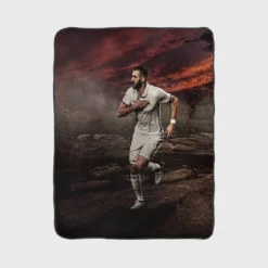 Confident Soccer Player Karim Benzema Fleece Blanket 1