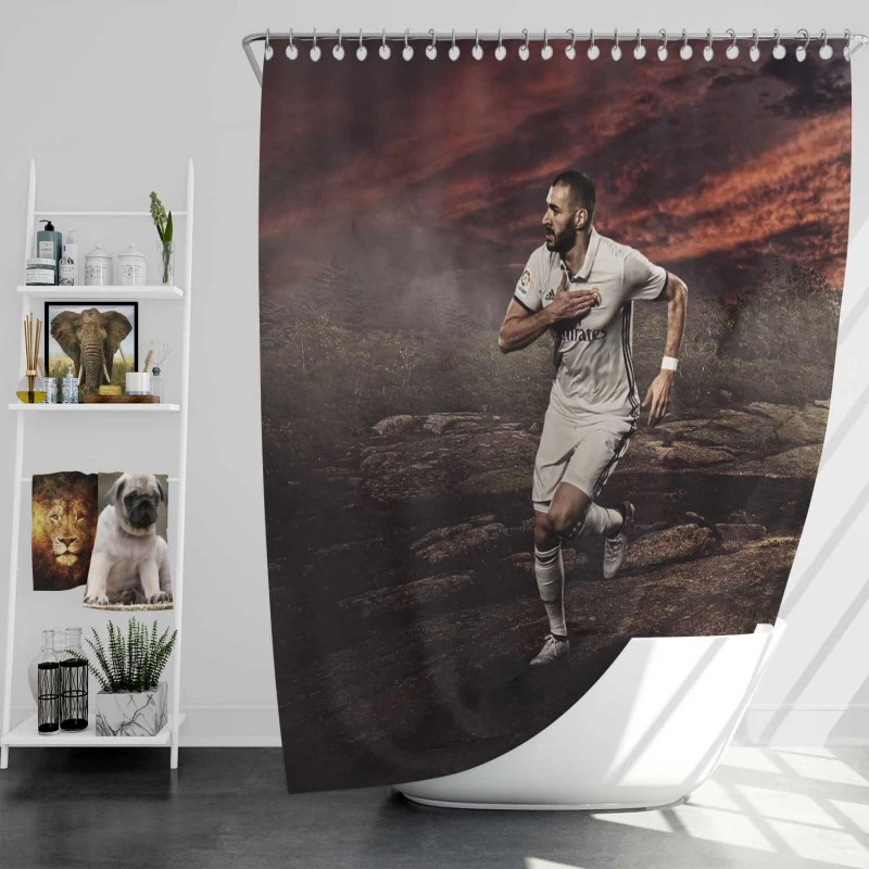 Confident Soccer Player Karim Benzema Shower Curtain