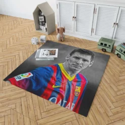 Confident Soccer Player Lionel Messi Rug 1