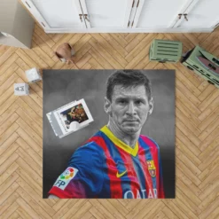 Confident Soccer Player Lionel Messi Rug