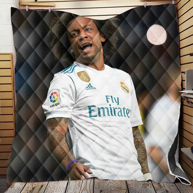 Confident Soccer Player Marcelo Vieira Quilt Blanket