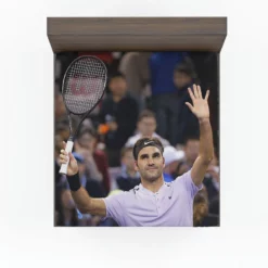 Confident US Open Tennis Roger Federer Fitted Sheet