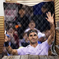 Confident US Open Tennis Roger Federer Quilt Blanket