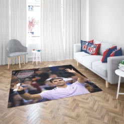 Confident US Open Tennis Roger Federer Rug 2