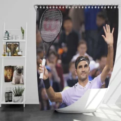 Confident US Open Tennis Roger Federer Shower Curtain