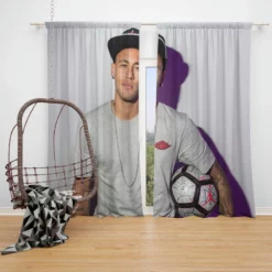 Consistent Football Player Neymar Jr Window Curtain