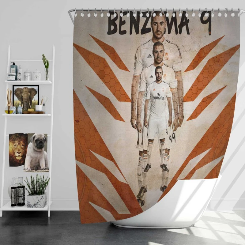 Copa de la Liga Footballer Karim Benzema Shower Curtain