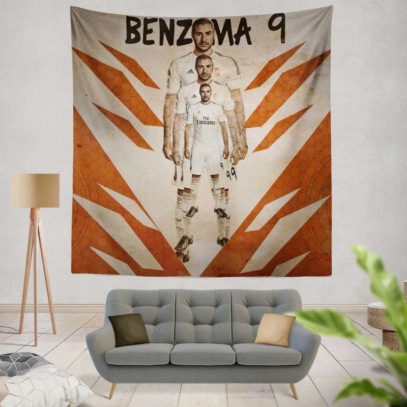 Copa de la Liga Footballer Karim Benzema Tapestry