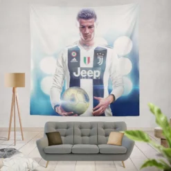 Cristiano Ronaldo Committed Juve sports Player Tapestry