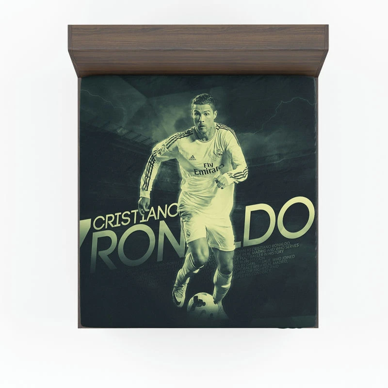 Cristiano Ronaldo Confident Soccer Player Fitted Sheet